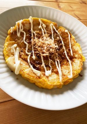 お餅の消費に！お餅と卵でお好み焼き風-レシピのメイン写真