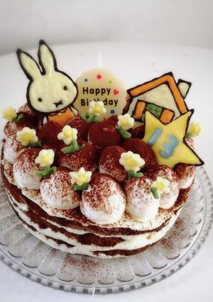 ミッフィー　ティラミス　誕生日ケーキ　-レシピのメイン写真