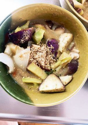 根菜茄子肉なし和風中華丼炒味温野菜サラダ-レシピのメイン写真