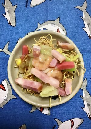 米久の原形ベーコンブロック入り皿うどん-レシピのメイン写真