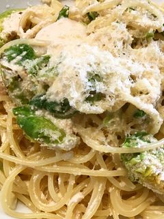 芽キャベツと明太子のクリームパスタ-レシピのメイン写真