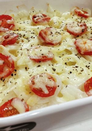 新玉ねぎとトマトのチーズオーブン焼き-レシピのメイン写真