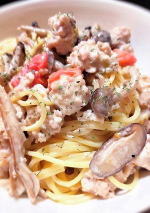 きのこと鶏のミートスパゲティ-レシピのメイン写真