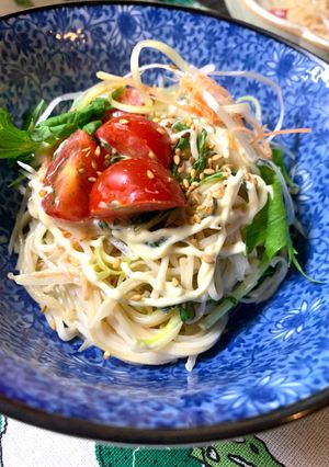 味噌＆ごまドレッシングのサラダ風そうめん-レシピのメイン写真