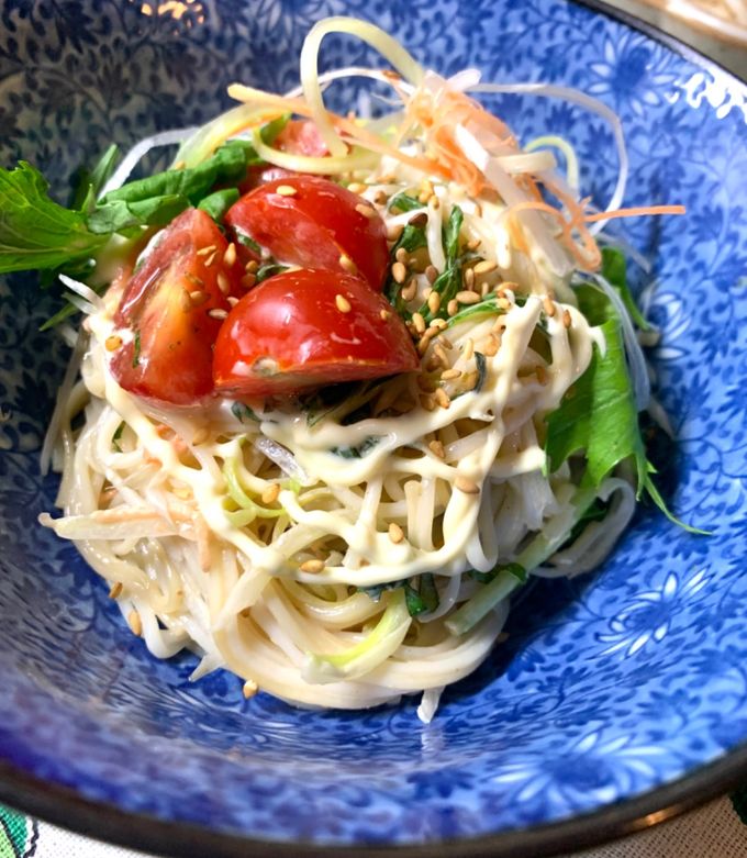 味噌＆ごまドレッシングのサラダ風そうめん by NECOROB 【クックパッド