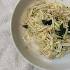 離乳食後期 ツナと水菜とほうれん草パスタ-レシピのメイン写真