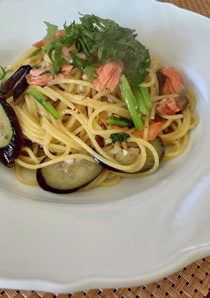 塩鮭と茄子を使った即席和風パスタ♪-レシピのメイン写真