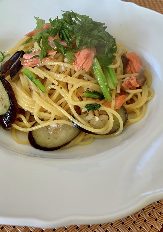 塩鮭と茄子を使った即席和風パスタ♪-レシピのメイン写真