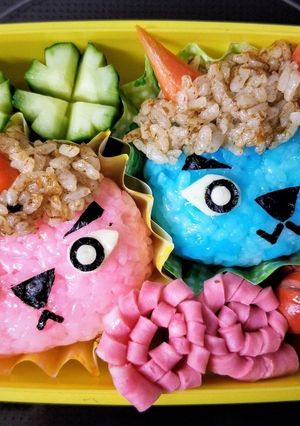 ♪節分キャラ弁♪赤鬼さん・青鬼さん♪-レシピのメイン写真