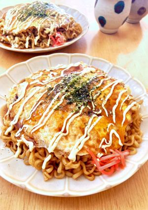 インスタント麺のお好み焼き-レシピのメイン写真