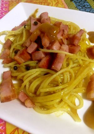 マンゴー＆ベーコンソースのパスタ-レシピのメイン写真