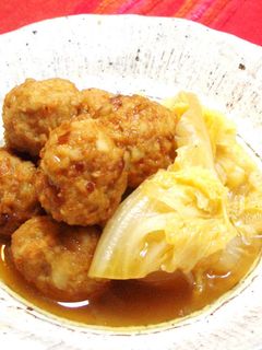レンコン入りふわふわ鶏団子と白菜の煮物-レシピのメイン写真