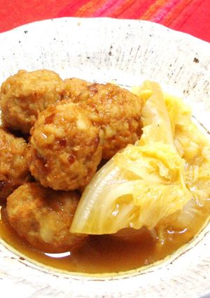 レンコン入りふわふわ鶏団子と白菜の煮物-レシピのメイン写真
