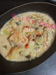 炊飯器で生鮭と冷凍保存野菜の豆乳シチュー-レシピのメイン写真