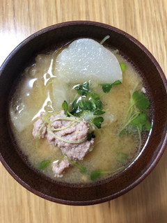 かぶと豚ひき肉の味噌汁-レシピのメイン写真