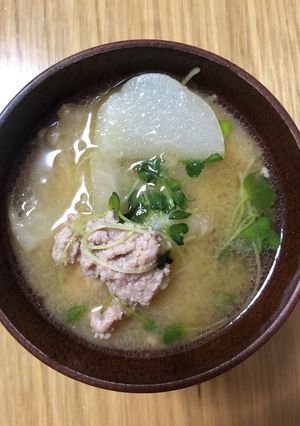 かぶと豚ひき肉の味噌汁-レシピのメイン写真