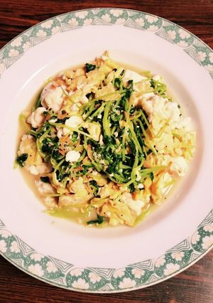 ◇簡単！美味しい豆苗と卵、豆腐の炒め煮◇-レシピのメイン写真