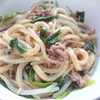 ミンチともやしとネギの甘辛うどん