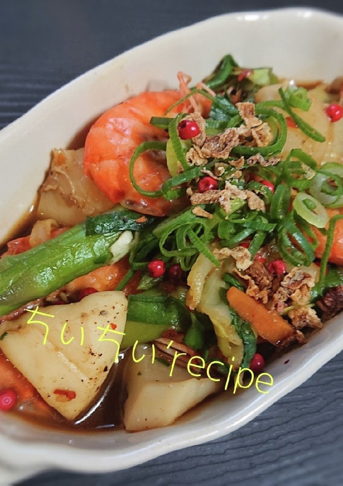 レンチンで魚介と残り野菜の中華風甘辛炒め-レシピのメイン写真