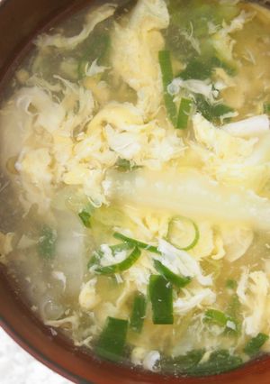 簡単！白菜・卵のふわふわお吸い物！-レシピのメイン写真