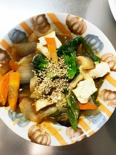 レンジ肉無豆腐中華風肉あんかけ味野菜炒め-レシピのメイン写真