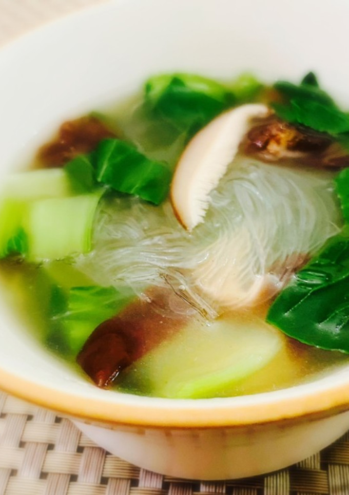 中華風♡青梗菜ときのこの春雨スープ-レシピのメイン写真