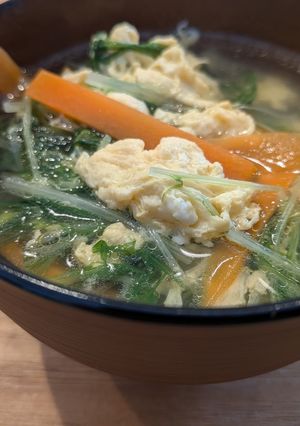 優しい味わい♡水菜と卵の中華風スープ-レシピのメイン写真