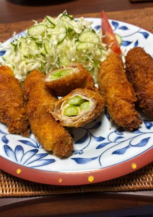 簡単　豚ロース薄切りとアスパラの肉巻きフライ-レシピのメイン写真