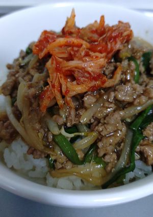 我が家のスタミナ丼 ひき肉丼-レシピのメイン写真