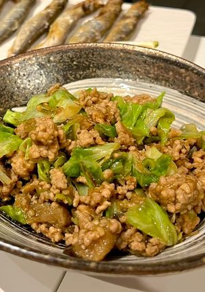 色んな食感😍ナスとキャベツの肉味噌炒め-レシピのメイン写真