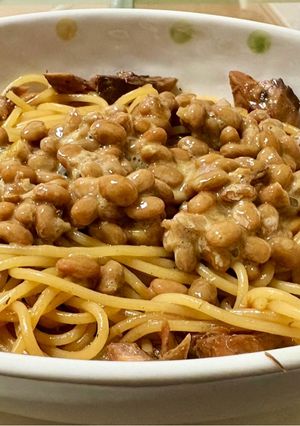 納豆とさばみそ缶のパスタ-レシピのメイン写真