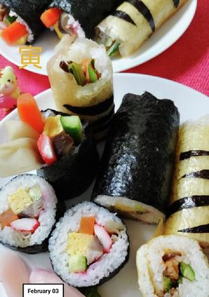 我が家も恵方巻。寅年なので寅巻きも仲間入-レシピのメイン写真