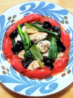 鶏むね肉とトマトに小松菜のトロトロ中華煮-レシピのメイン写真