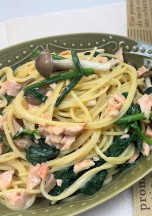 減塩だし使用！和風豆乳パスタ-レシピのメイン写真