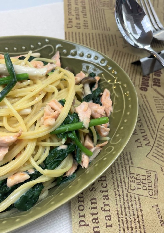 減塩だし使用！和風豆乳パスタ-レシピのメイン写真