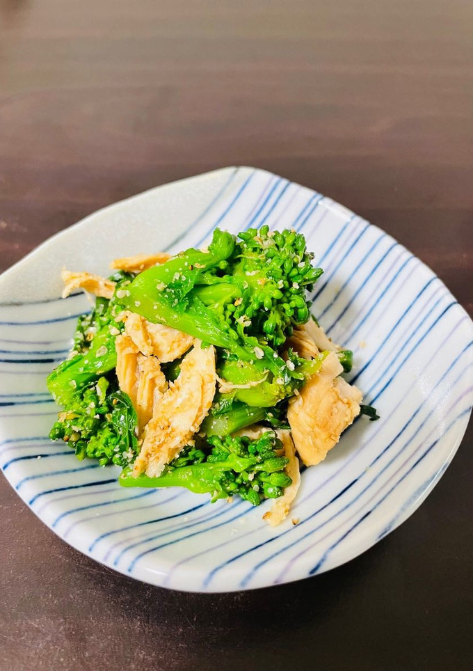 【野菜ソムリエ】花菜と鶏ささみの胡麻和え-レシピのメイン写真