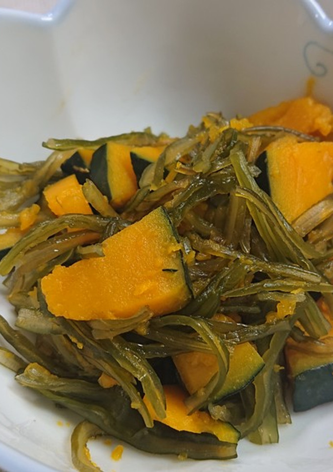 茎ワカメとかぼちゃの煮物-レシピのメイン写真