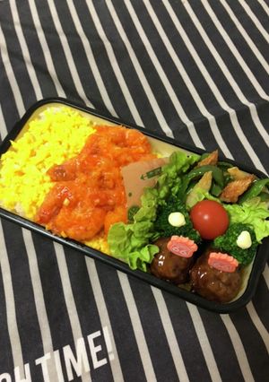 男子高校生弁当2/5エビチリ弁当-レシピのメイン写真