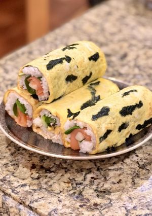 恵方巻きに虎柄卵焼き-レシピのメイン写真
