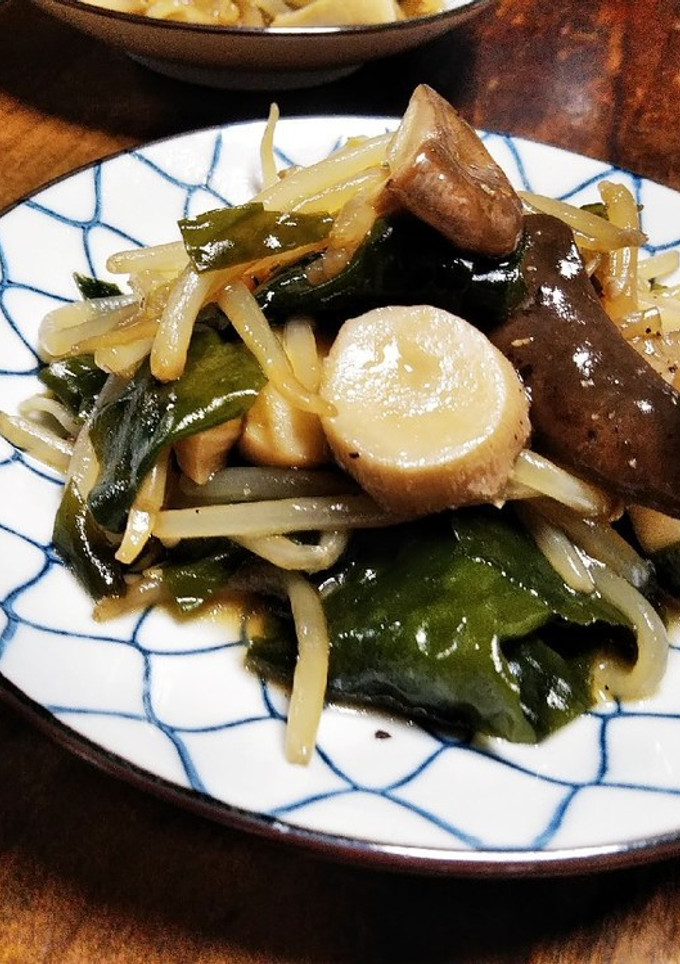 もやし と エリンギ と 塩蔵ワカメ炒め-レシピのメイン写真