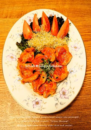 鶏ももで海老マヨソースがけ❤春色を食卓に-レシピのメイン写真