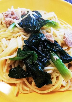ちぢみ菜とだなツナのスパゲッティ-レシピのメイン写真