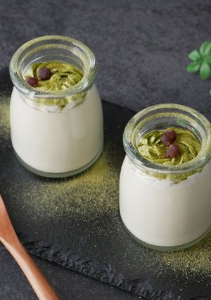 お茶ラテ系。とろぷる緑茶豆乳パンナコッタ-レシピのメイン写真