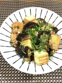 レンジで簡単! 茄子と厚揚げのそぼろ煮-レシピのメイン写真