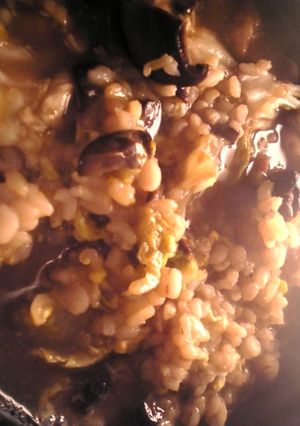 鶏もも肉と白菜と椎茸と卵の麦玄米の雑炊-レシピのメイン写真