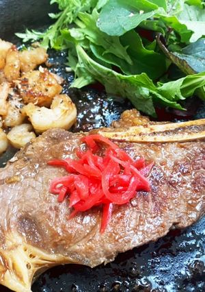 海老と一緒に。わさび醤油のビーフステーキ-レシピのメイン写真