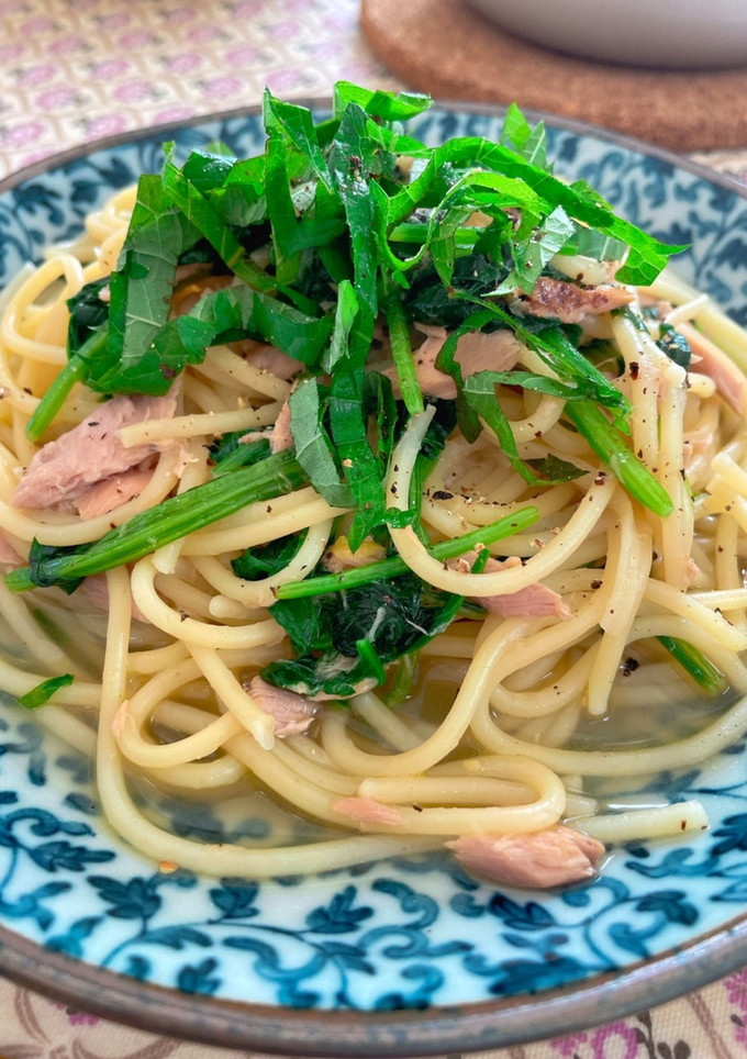 ツナとほうれん草の和風パスタ-レシピのメイン写真