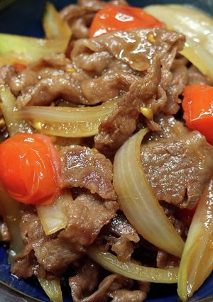 牛トマ丼！ミニトマト入りの美味しい牛丼-レシピのメイン写真