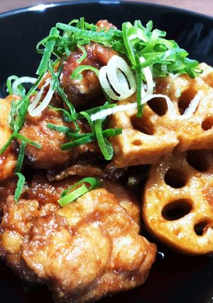 蓮根と鶏もも肉の【甘辛唐揚げ】-レシピのメイン写真
