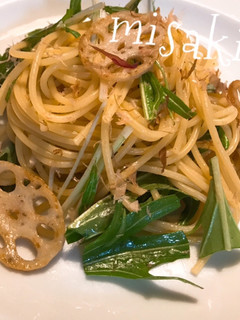 和風☆水菜と蓮根のパスタ-レシピのメイン写真